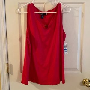 Karen Scott XL Tank Hot Pink w/gold metal detail at neck line new 100% cotton